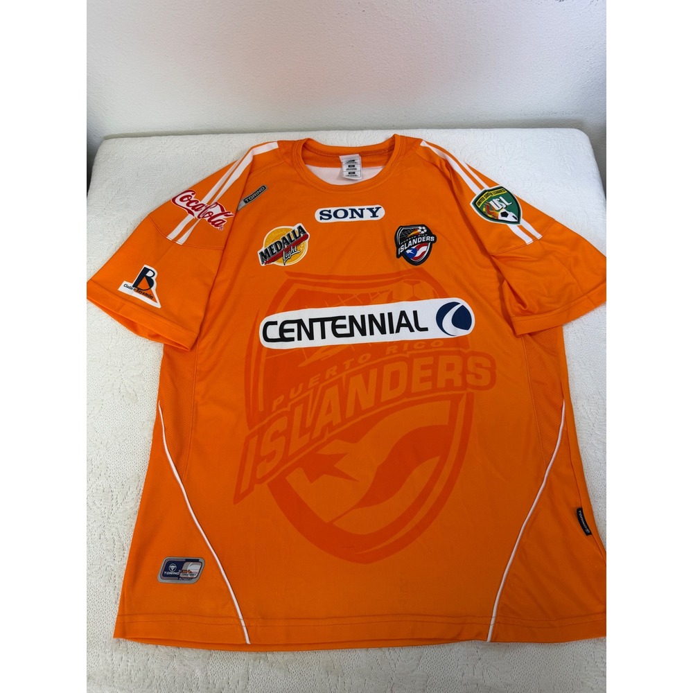 Torino Puerto Rico Islanders Soccer Jersey XL Orange Sony Centennial USL Shirt